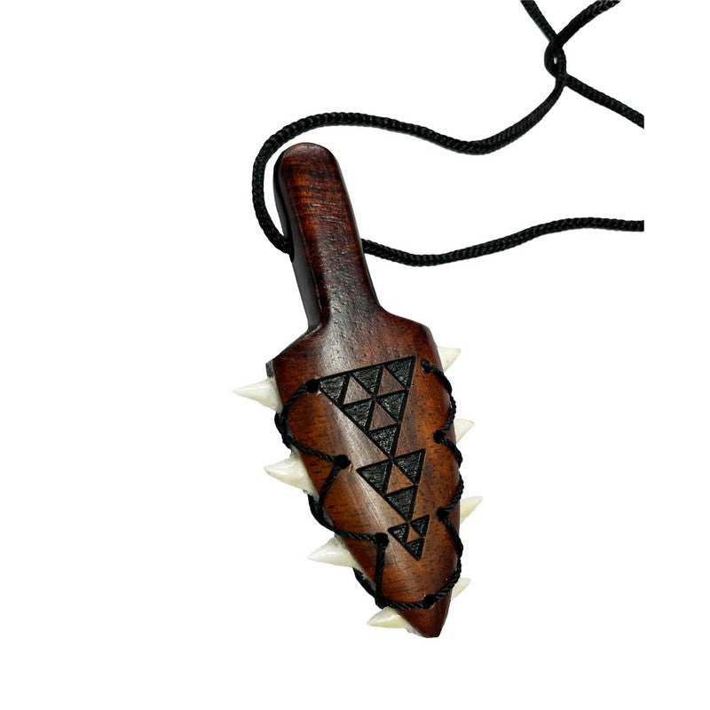 Leiomano Koa Wood Engraved Necklace