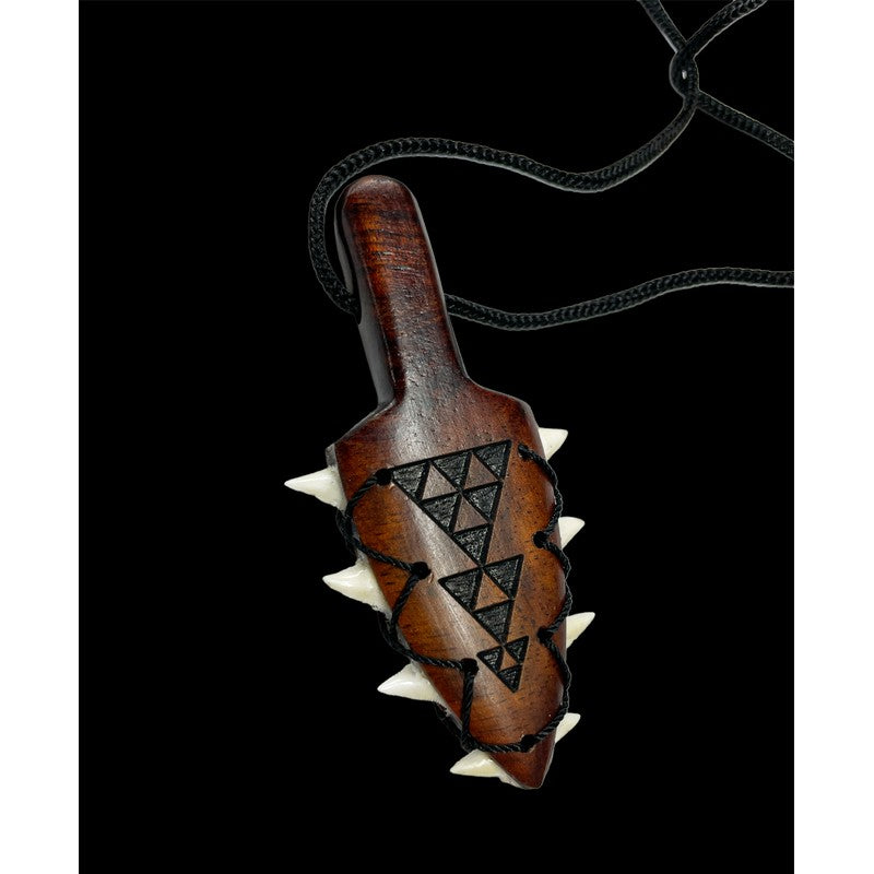 Leiomano Koa Wood Engraved Necklace