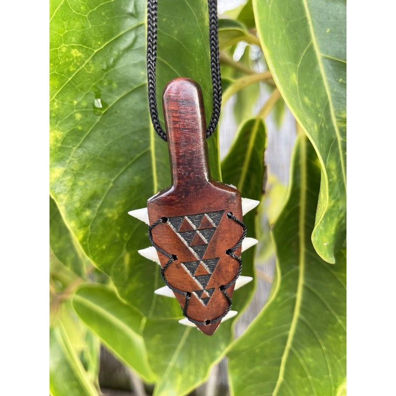 Leiomano Koa Wood Engraved Necklace