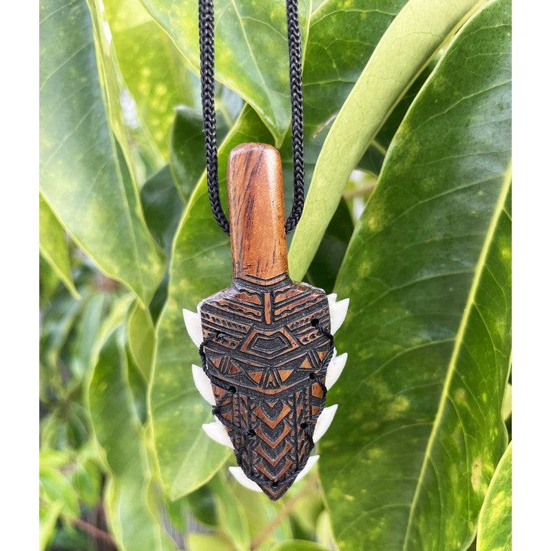 Hawaiian Koa Wood Tattoo Men Necklace