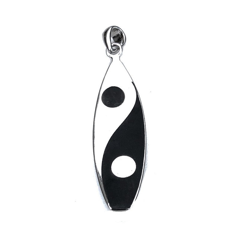 Yin Yang Sterling Silver Surfboard Necklace