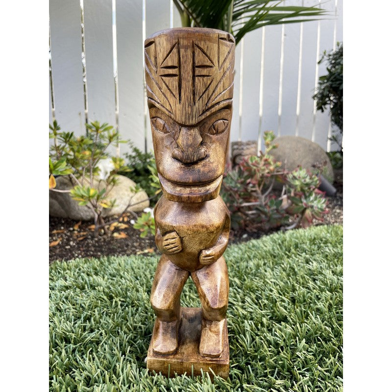 Tahitian Tiki Figure | Polynesian Replica 12" (Stained)